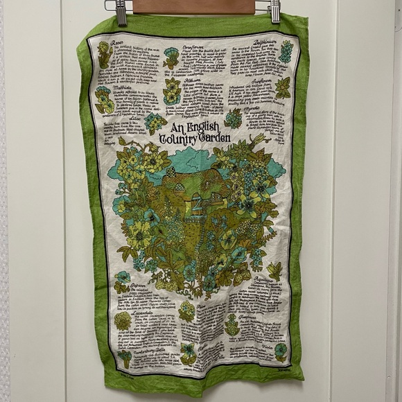 Vintage Irish Linen Jonelle An English Country Garden Kitchen Towel Botanical - Picture 1 of 12